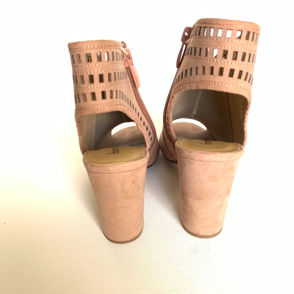 Francesca's Ali Nude Laser Cut Peep Toe Heels - Picture 6 of 8